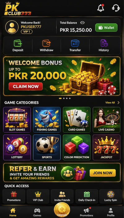 pkclub777 game dashboard image